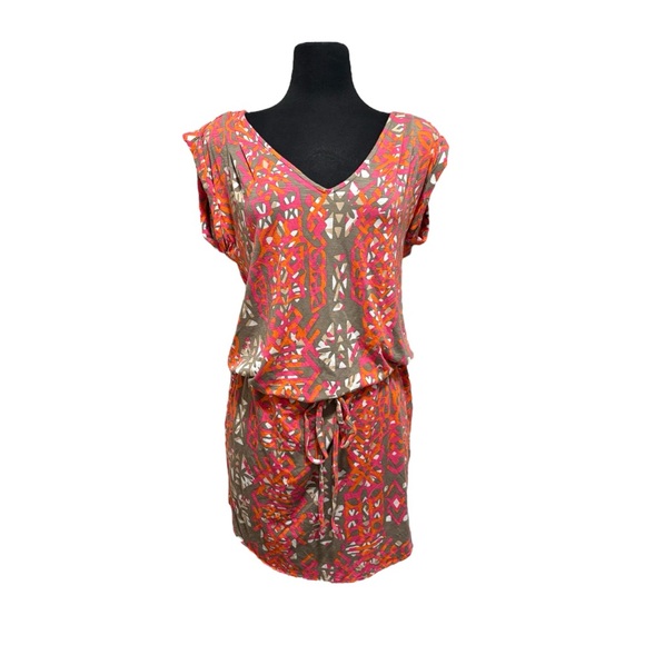 Tori Richard Honolulu‎ Drawstring Orange Mini Dress Size M - Picture 1 of 5